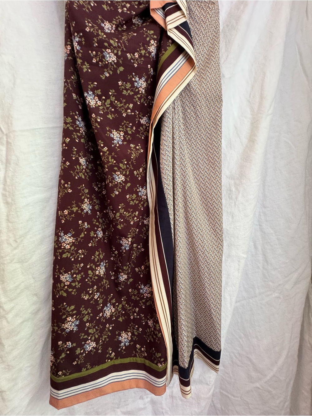 Veronica Beard Mixed-Print Slip Midi Dress in Brown, Olive & Cream - Picture 13 of 16
